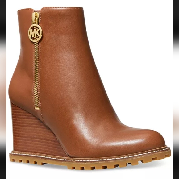 MICHAEL Michael Kors Shoes - MICHAEL MICHAEL KORS Evelyn Lug Sole Leather Wedge Booties NWT NIB Size 8